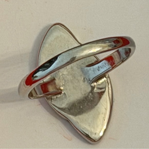 Sterling Silver Turquoise and Red Stone Vintage Ring size 7.5 - Picture 3 of 5